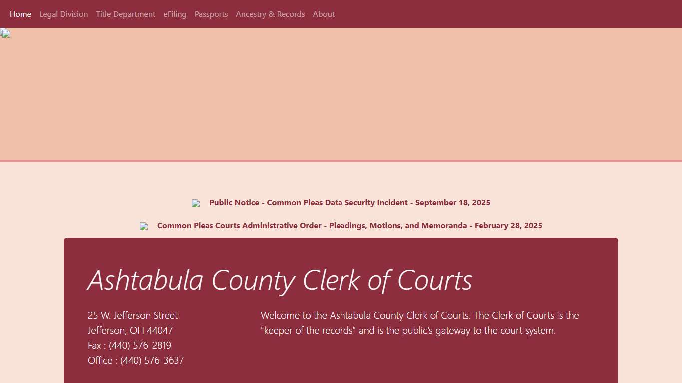 Ashtabula County Clerk of Courts - Home