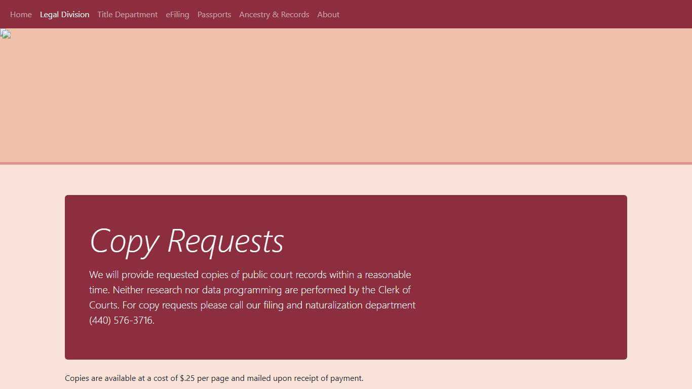 Ashtabula County Clerk of Courts - Copy Requests